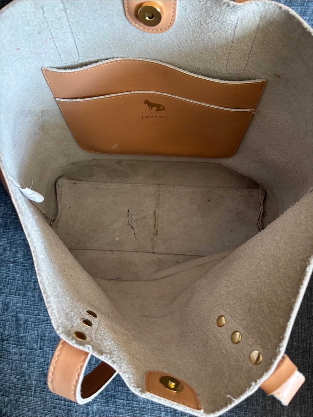 Emma Fox Tan Leather Tote with Luggage Tag - Picture 8 of 8